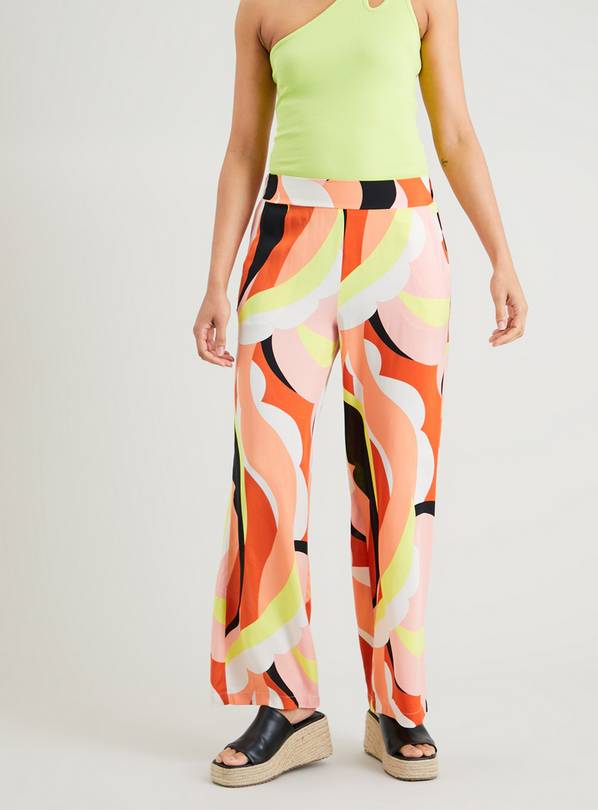 Abstract Print Slinky Wide Leg Trousers - 22L